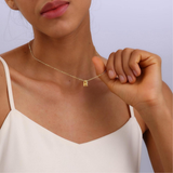 COLLAR INICIAL BURBUJA ACERO BAÑO ORO