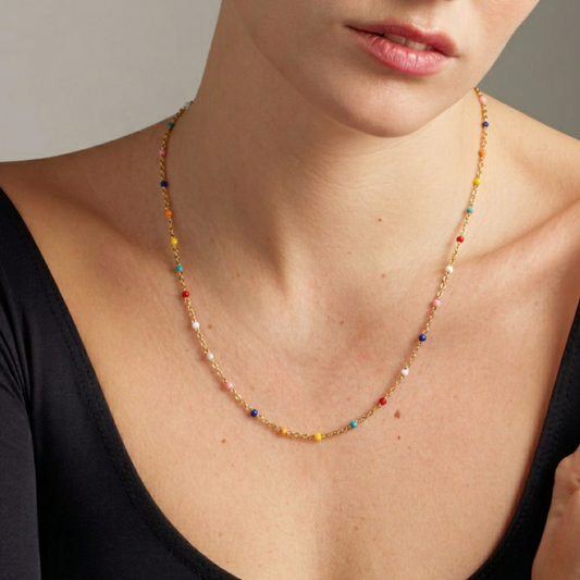 COLLAR PUNTOS DE COLORES ORO