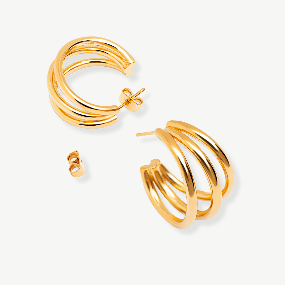 Detalle pendientes 3 aros oro - Tresora Paris