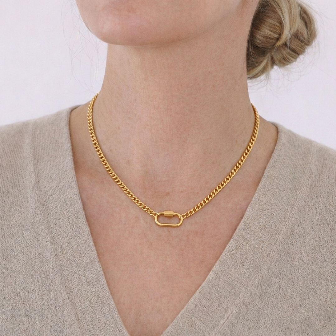 COLLAR CADENA GRUESA BAÑO ORO