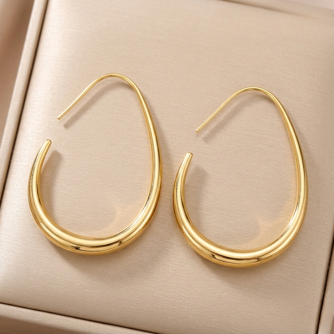 Set pendientes gota aretes dorados detalle - Tresora Paris