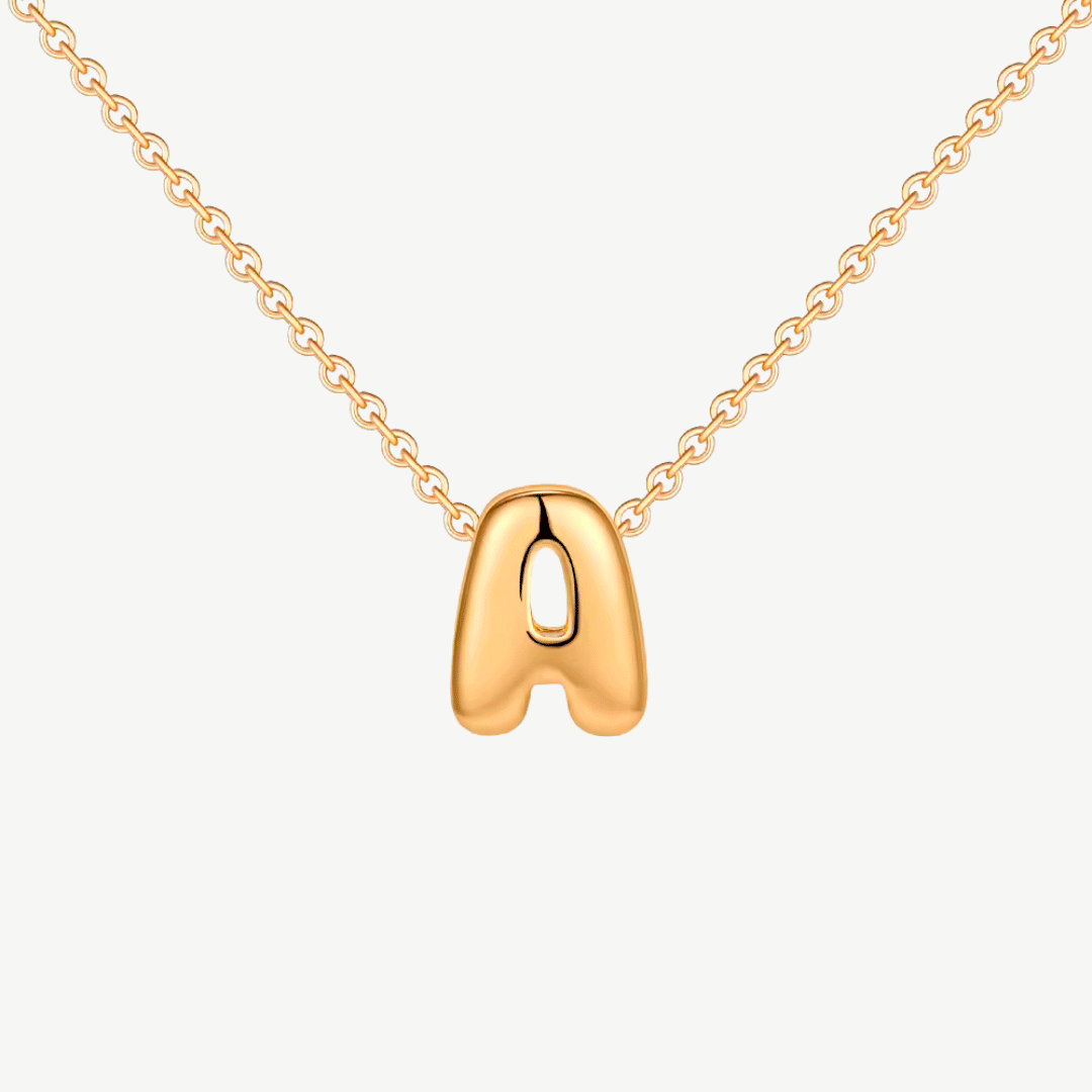 COLLAR INICIAL BURBUJA ACERO BAÑO ORO