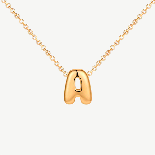 COLLAR INICIAL BURBUJA ACERO BAÑO ORO
