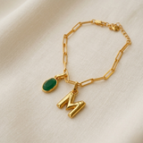 CHARM ÁGATA VERDE BAÑO ORO