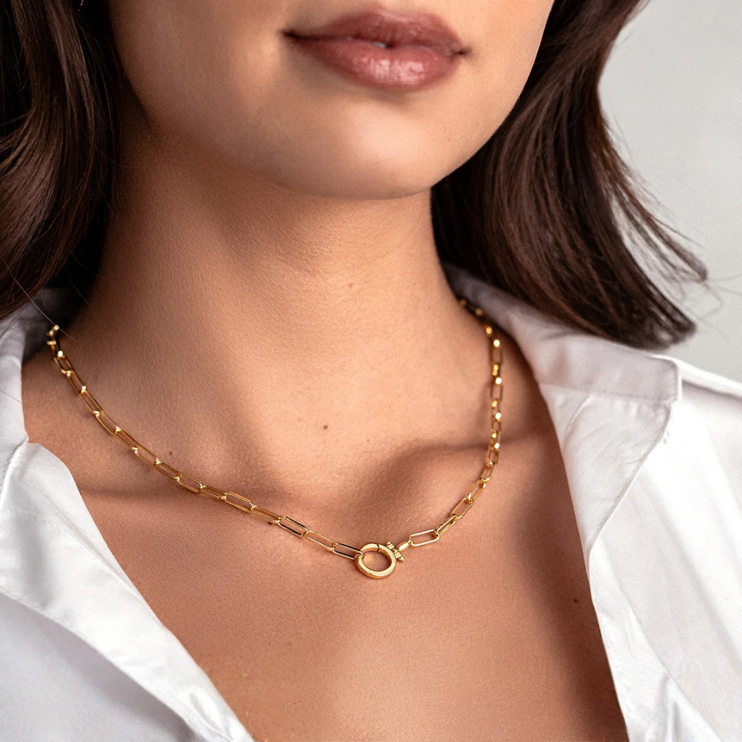 COLLAR CADENA CLIP BAÑO ORO